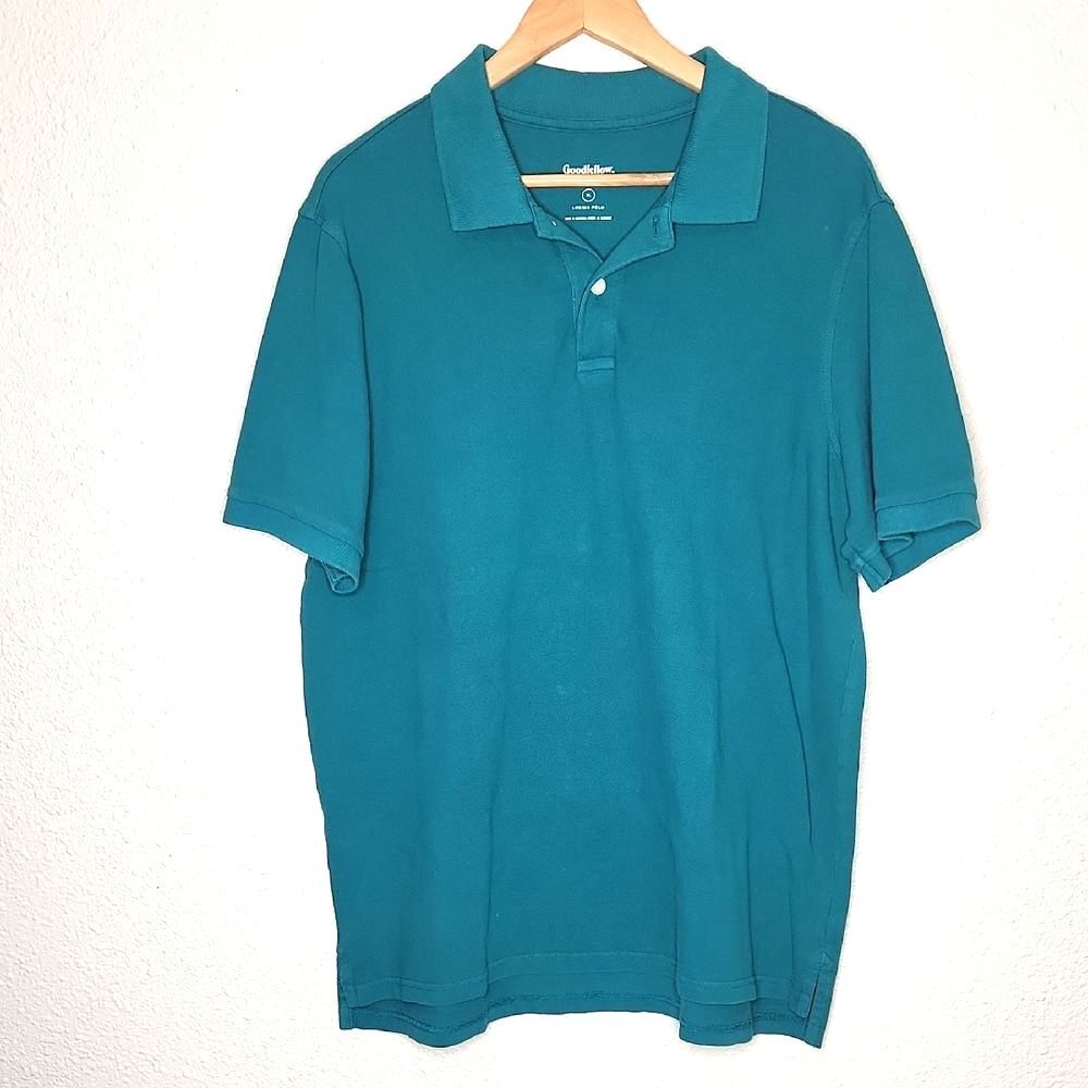Goodfellow & Co Loring Teal Blue Polo Shirt Short Sleeves Men's Size XL - Picture 2 of 5